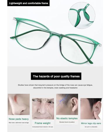Koosufa Classic Retro Nerd Glasses for Men & Women - Vintage Round Panto Frames - Prescription-Free Fake Glasses with Case - Green - Buy Online on GoSupps.com
