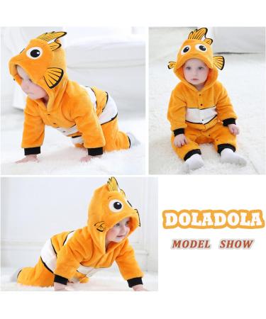 Doladola Unisex Clown Fish Flannel Romper | Baby Boys Girls Pyjamas 2.5-3.5 Years | Spring Autumn Animal One Piece - Buy Online on GoSupps.com