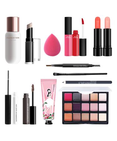 Fowybe 14-part make-up kit-multi-purpose make-up pallet |Make -up box |Make-up set for teens eyeshadow palette lip gloss powder squabble concealer stick and more