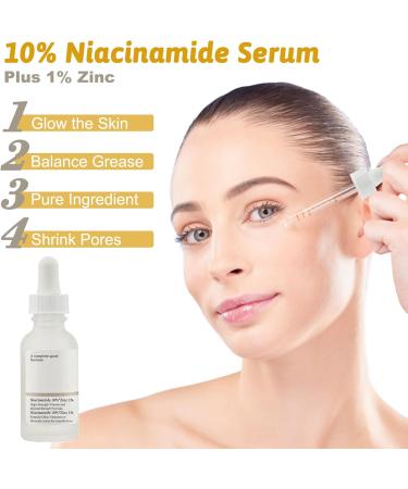 Niacinamide Face Serum 10% Niacinamide Serum + 1% Zinc Serum Face Moisturiser High Strength Vitamin Nourish Skincare Anti Aging Dark Spot Remover for Face Glow Skin Correcting (30ML) - Buy Online on GoSupps.com
