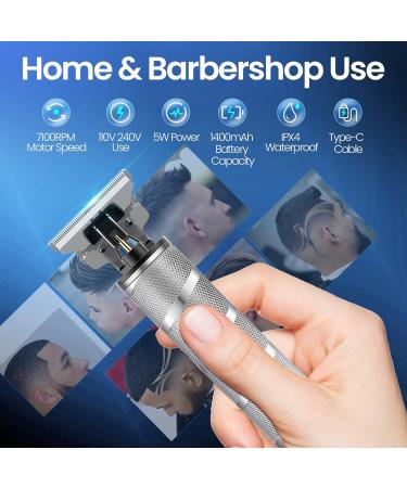 Professional T Blade Hair Trimmer for Men - Cordless Electric Hair Clippers for Precision Beard Trimming - Adjustable Grooming Kit with Guide Combs - Silver - Buy Online on GoSupps.com