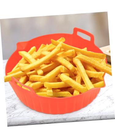 GRIRIW Air Fryer Pan Silicone Baking Pan Square Handle Design Silicone Liner Non Stick to Rotate Fried Fish Red 23X20X8CM - Buy Online on GoSupps.com