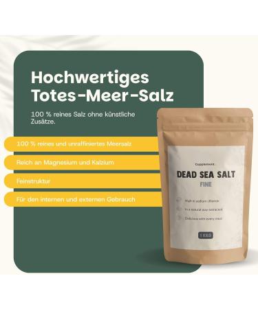  Cupplement Cupplement - Dead Sea Salt 1 KG - Superior Quality - Fine Salt - Buy Online on GoSupps.com