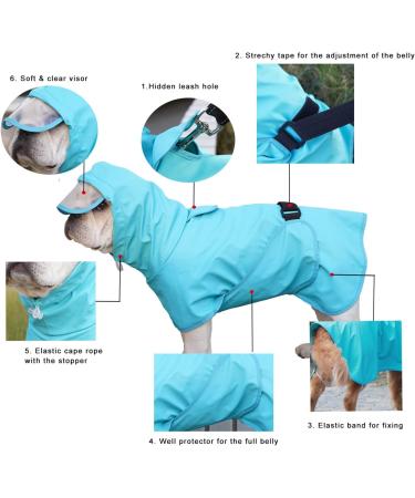 Kahool Waterproof Dog Raincoat with Hoodie - Adjustable Reflective Dog Jacket for Small Medium Large Dogs - Lightweight Dog Poncho Slicker in Blue (Large) - Buy Online on GoSupps.com