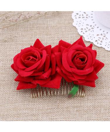 ibasenice Red Garland Hair Flowers Clips- Flamenco Dancer Hairpins Floral Hair Accessory 3D Rose Flower Hair Comb Headpieces Wedding Hair Clip Headwear Barrette Bride Accessories - Buy Online on GoSupps.com