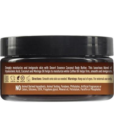 Desert Essence Coconut Body Butter 7.5oz | Deeply Moisturizing with Hyaluronic Acid & Coffee Oil | Antioxidant-Rich Coconut & Moringa Oils | Shop Internationally - Buy Online on GoSupps.com