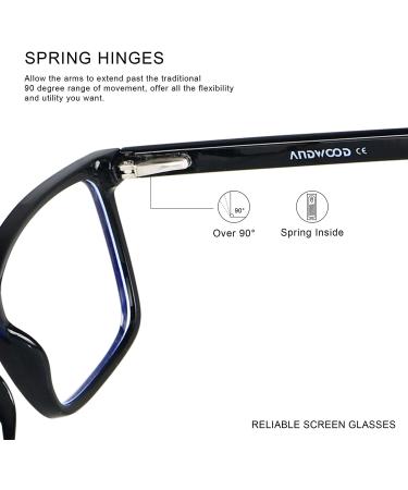 ANDWOOD AR002 Black Blue Light Blocking Glasses | Large Frame Anti Blue Ray Computer Filter for Men and Women | Lightweight Bluelight Blocker with Anti-blue Light Lens - Buy Online on GoSupps.com