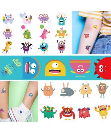 Ooopsi Monster Temporary Tattoos for Kids - More Than 120 Tattoos - Cute Cartoon Tattoos Sticker for Boy Girl Birthday Party Decorations Supplies Favors