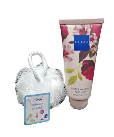 Ted Violet & Bergamot Body Wash 200ml With CORAL Body Puff