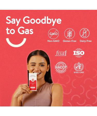 Happy Cultures Goodbye Gas - Chewable Gas Relief Capsules for Bloating & Indigestion | 50mg Simethicone | 30 Count - Digestive Health Solution - Buy Online on GoSupps.com