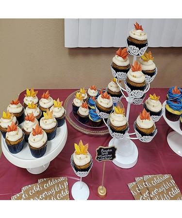 GEORLD Edible Fall Leaves Cake Decorations Set - 48 Autumn Cupcake Toppers in 2 Colors - Buy Online on GoSupps.com