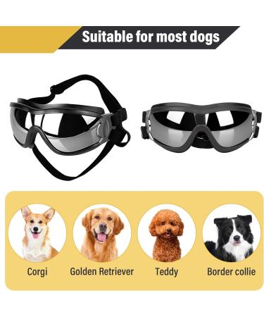 CATHERIS Dog Sunglasses Waterproof And Windproof Dog Goggles Anti-UV Sun Protection Dog Glasses Adjustable Elastic Fit For Large Medium And Small Dogs Black - Buy Online on GoSupps.com