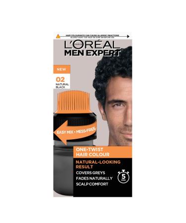 L'Oreal Paris Men Expert One Twist Hair Colour Black Hair Dye For Men. Mens Hair Dye For Men Dying Hair To Cover Grey Hair Gives Quick Natural Looking Results - Shade 2 Natural Black Black 75 ml (Pack of 1)