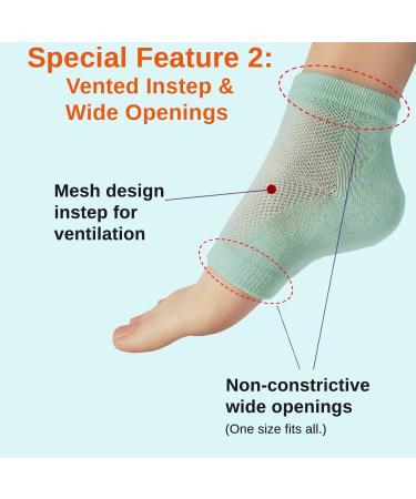 Chiroplax Vented Moisturizing Heel Socks - 2 Pairs (Mint) | Gel Lining Spa Sleeve Toeless Socks for Dry Cracked Heels - Buy Online on GoSupps.com