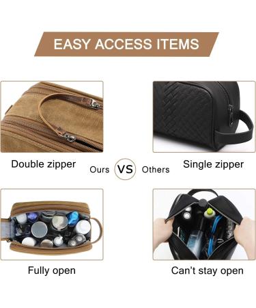 BAGSMART Men's Travel Toiletry Bag Organizer - Water-Resistant Dopp Kit for Shaving & Toiletries - Khaki Canvas - Medium - Buy Online on GoSupps.com