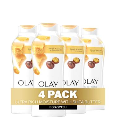 Olay Ultra Rich Moisture Body Wash for Women, Deeply Nourishes, Vitamin B3 Complex, Clinically Proven, Shea Butter Scent, 22 fl oz (Pack of 4) Shea Butter 22 Fl Oz (Pack of 4)
