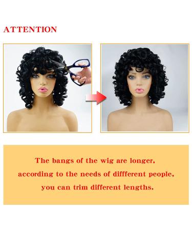 Soft Black Big Curly Wig with Bangs for Black Women - Andromeda Short Curly Wig | Heat Resistant Synthetic Hair for African American Women - Buy Online on GoSupps.com