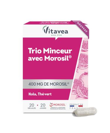 Vitavea - Trio d'actifs avec Morosil Kola et Th Vert - Compl ment alimentaire avec un actif brevet provenant de l'orange sanguine - Riche en antioxydant et Vitamine C - 20 G lules - 20 Jours trio minceur avec Morosil