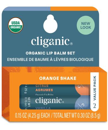Cliganic Organic Lip Balm 2 pack - Orange Shake Orange Shake 1 Count (Pack of 2)