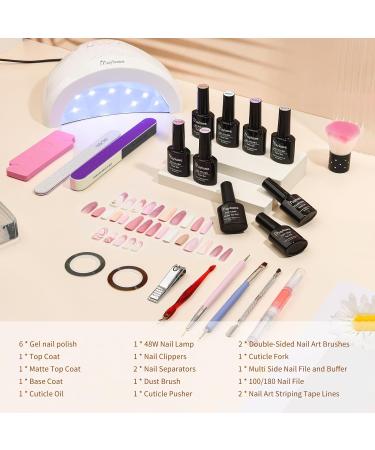 Maykawe Gel Nail Polish Starter Kit with 48W Lamp - 6 Colors Set for Beginners - Buy Online on GoSupps.com