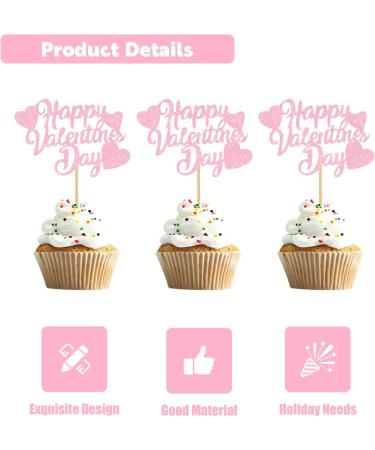 24Pcs Happy Valentines Day Cupcake Toppers with Love Heart Glitter Sweet Love Cupcake Picks Valentines Themed Party Cake Decorations for Valentines Day Wedding Engagement Party Supplies (Pink) - Buy Online on GoSupps.com