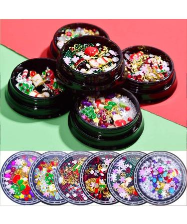 6 Boxes Christmas Nail Art Ornaments Metal Nail Studs Gem Nail Art Supplies 3d Diamonds Nail Art Christmas Nail Art Rhinestone Flower Nail Rhinestones Decorations Manicure - Buy Online on GoSupps.com