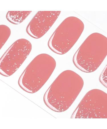 Shop Danni & Toni Shimmering Sands Gel Nail Films | Pink Silver Monochrome Glossy Nail Stickers - 28 Semi-Hardened Nail Wraps - Buy Online on GoSupps.com