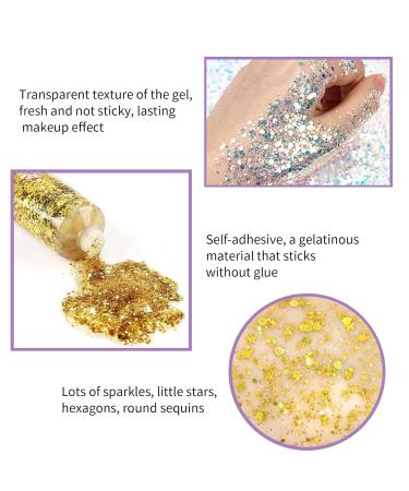 8 Color Self-Adhesive Chunky Glitter Gel - Perfect for Festivals Raves & Makeup - Buy Online on GoSupps.com