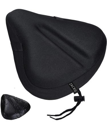 Zacro Bike Seat Cushion - Gel Padded Bicycle Saddle Cover for Men & Womens Comfort, Compatible with Peloton, Stationary Exercise or Cruiser Bicycle Seats Wide black