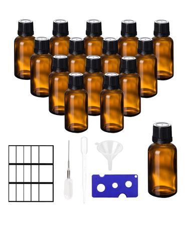 Braunglas bottles Drop insert bottle empty glass bottles with 30ml 15pcs black plastic lid portable brown las set for essential oils perfume oil fragrance oil