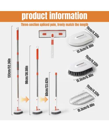 Shower Brush for Cleaning 180 Rotating Shower Scrubber with Long Retractable Handle and Water Wiper for Bathroom Kitchen Wall Floor Cleaning Supplies - Buy Online on GoSupps.com