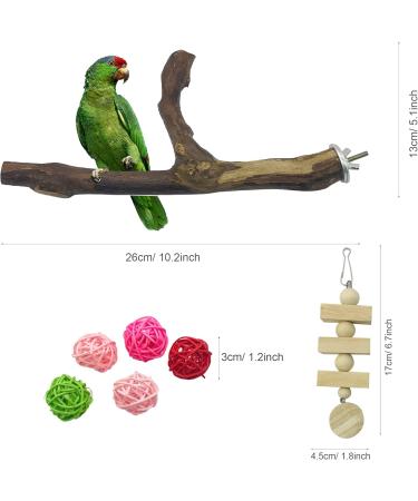Allazon 4-Piece Bird Toys Set - Natural Wood Seat Rods & Grape Stick Swing for Parrots - Best Bird Play Accessories - Buy Online on GoSupps.com