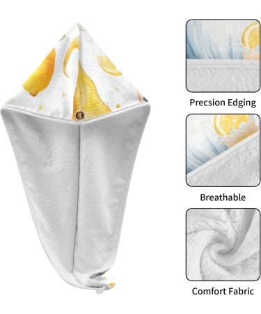 Lemon Gnomes Hair Towel 2 Pack - Super Absorbent Quick Dry Hair Drying Turbans for Women & Girls - Buy Online on GoSupps.com