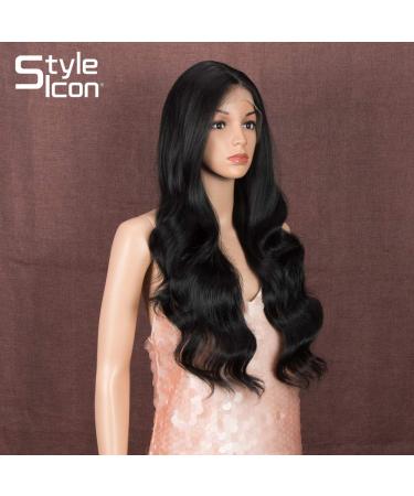 Style Icon Lace Front Wigs - 66cm Long Wavy Black Synthetic Wig for Women | Heat-Resistant 4x4 Deep Part (1 Pack) - Buy Online on GoSupps.com