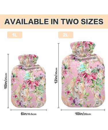 Unicorn Hot Water Bottle 2L with Cover - Flower Design for Pain Relief & Winter Warmth - Buy Online on GoSupps.com