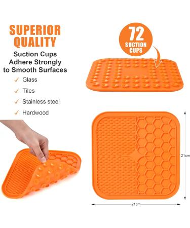 Buy Aiqinu Large Lick Mat Set for Dogs & Cats - 2 BPA-Free Leak Mats with Suction Cups | Slow Feeder for Baths Training & Fur Care | Orange & Blue - Buy Online on GoSupps.com