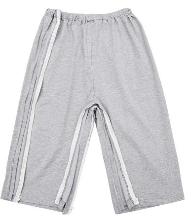 Daily Wear Post Surgery Shorts Patient Unisex Zipper Closure Care Clothes for Disability Fracture L/Large Grey