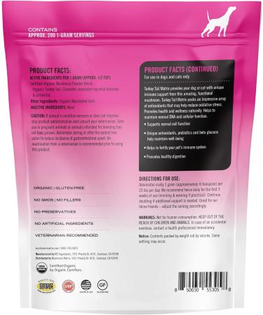Om Mushroom Matrix Pet - Turkey Tail Organic Mushroom Supplement for Dogs & Cats | Immune Support | 200g - Buy Online on GoSupps.com