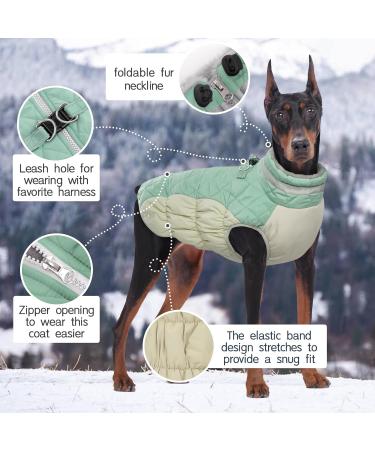 Kuoser Warmth Dog Coat - Windproof Reflective Jacket for Small & Large Dogs | Winter Dog Coat with Zipper in Green - Buy Online on GoSupps.com