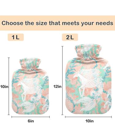 NAANLE Magical Mermaid Unicorn Transparent Hot Water Bottle - 2L Heat Bottle for Back Pain Relief & Hand/Foot Warmer - Hot & Cold Therapy - Buy Online on GoSupps.com
