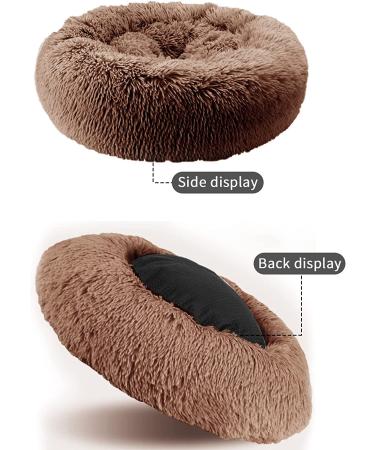 Indoor Cat Bed 24 Inch Round Donut, Washable & Fluffy, Self-Warming Pet Bed for Small Dogs & Kittens - Non-Slip, Brown Color - Buy Online on GoSupps.com