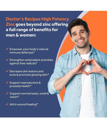 Doctor's Recipes Chelated Zinc 50mg - Immune Support & Antioxidant Health - 90 Veggie Caps - Buy Online on GoSupps.com
