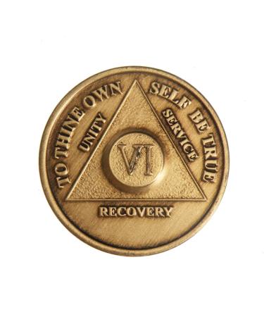 6 Year Bronze AA (Alcoholics Anonymous) - Sober / Sobriety / Birthday / Anniversary / Recovery / Medallion / Coin / Chip by Generic