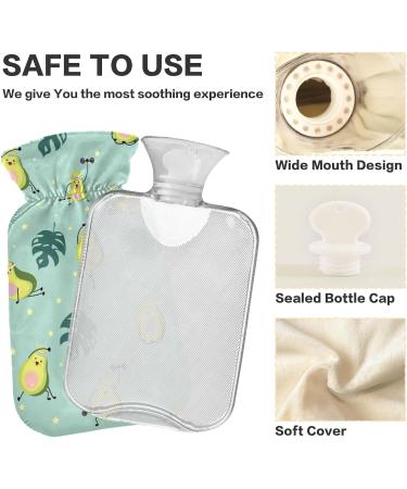 NAANLE PALMBLATT Funny Avocado Hot Water Bottle - 1L Transparent Cover for Bed & Hand/Foot Warmer Pain Relief & Heat Therapy - Buy Online on GoSupps.com