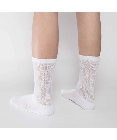 Bamboo Diabetic Crew Socks 8 Pack - White 9-11 | Half Cushion, Non-Binding - Buy Online on GoSupps.com