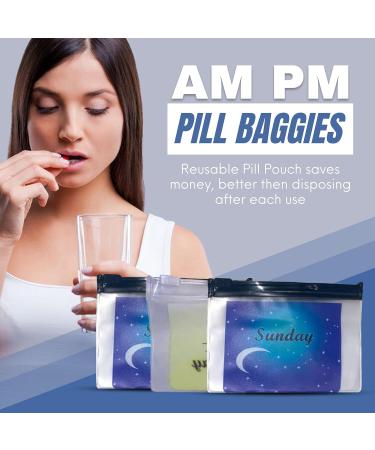 Reusable Pill Baggies | AM PM Pill Organizer with Day Labels | Travel-Friendly 4x3 Inch Medicine Pouches - Buy Online on GoSupps.com