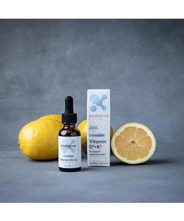 Ovaterra Vitamin D3 & K2 Liquid Drop Supplement 1 000 IU Vitamin D3 (Cholecalciferol) with Natural Lemon Flavor That Supports Bone Immune & Wellness Health 600 Drops - 10 Month Supply - Buy Online on GoSupps.com