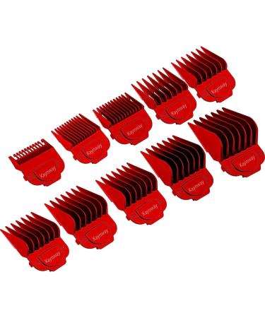 for Andis Magnetic Clipper Guards KAYNWAY Professional Upgrade Magnetic Clippers Guards Comb Guides Set for Andis Master Clipper 10PCS (Red)