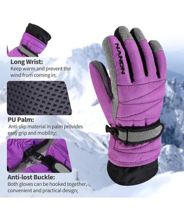 Gogokids Kids Winter Ski Gloves - Waterproof Fleece Lined Snowboarding Gloves - Purple, Small - Buy Online on GoSupps.com