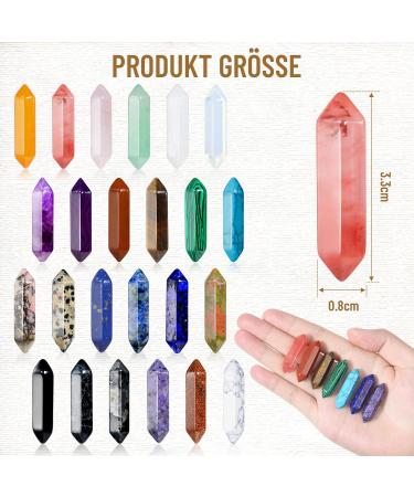 24-Piece Healing Crystals Set - Reiki Meditation Gemstone Chakra Stones | Amethyst Tiger Eye Obsidian Malachite - Perfect for Spiritual Decor & Esoteric Gifts - Buy Online on GoSupps.com